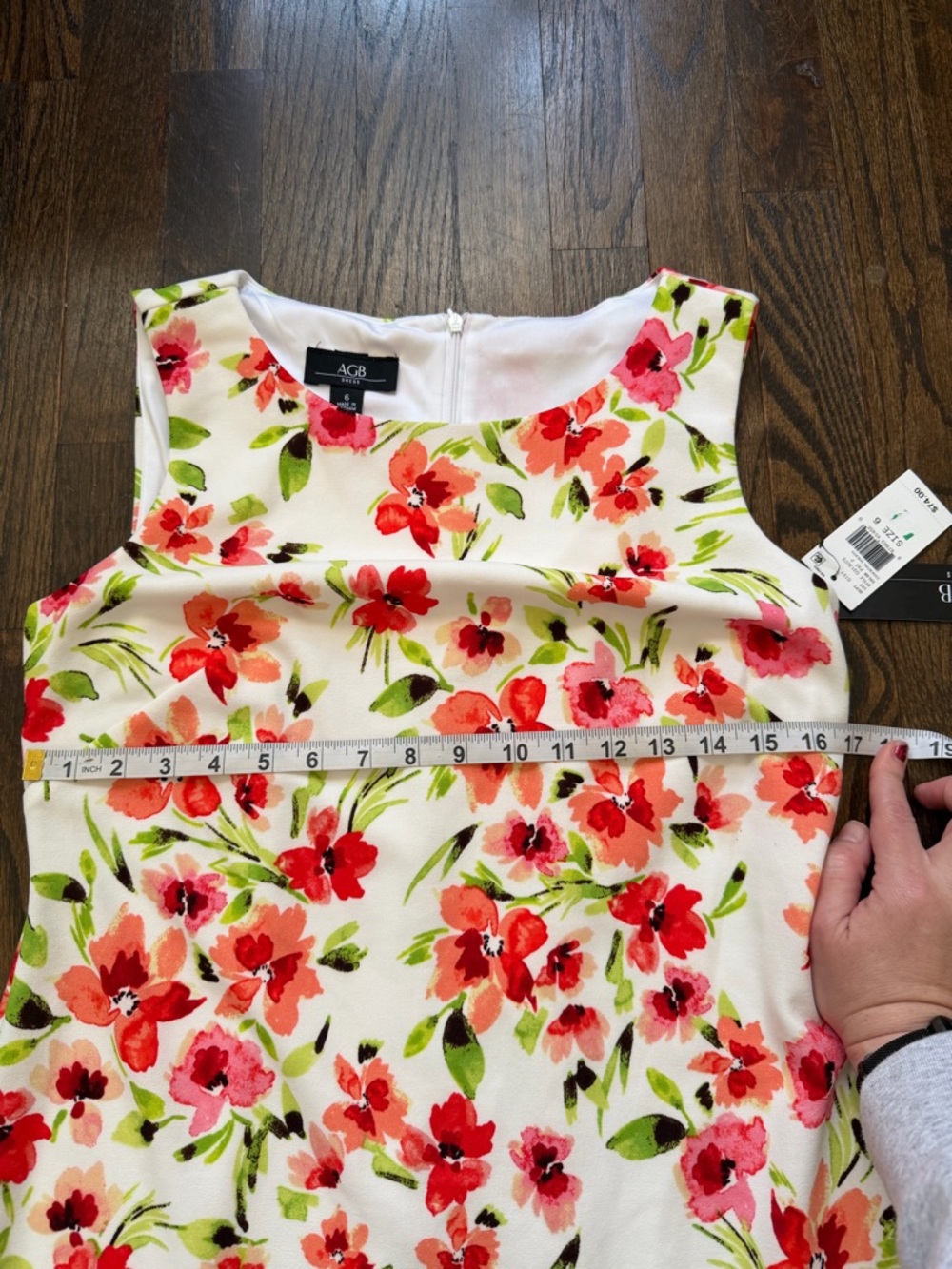 AGB White Floral Sheath Dress with Pink & Coral Blooms - Picture 3 of 7